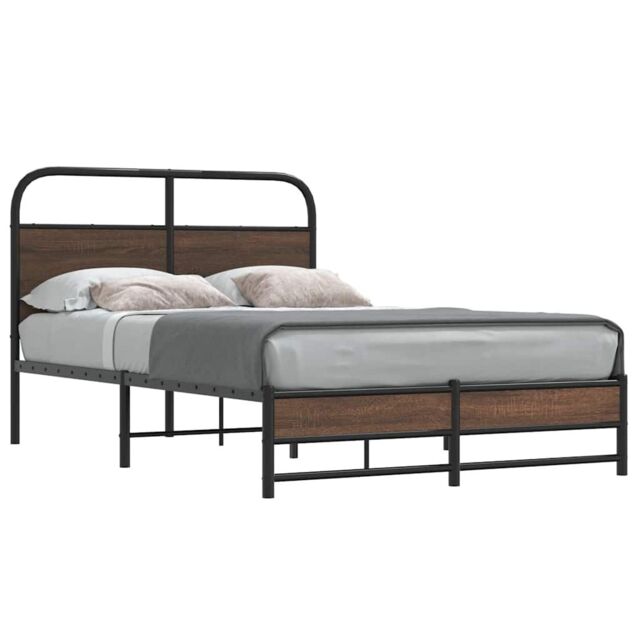 Berkfield Home Bed Frame without Mattress 135x190 cm Brown Oak Engineered Wood - image 1