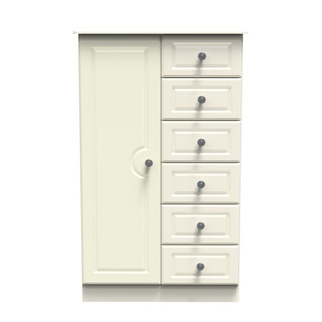 Ready Assembled 2 U Stirling 1 Door 5 Drawer Childrens Wardrobe (Ready Assembled) in Cream - image 1