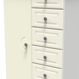 Ready Assembled 2 U Stirling 1 Door 5 Drawer Childrens Wardrobe (Ready Assembled) in Cream - thumbnail 4