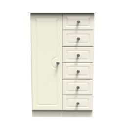 Ready Assembled 2 U Stirling 1 Door 5 Drawer Childrens Wardrobe (Ready Assembled) in Cream - thumbnail 1