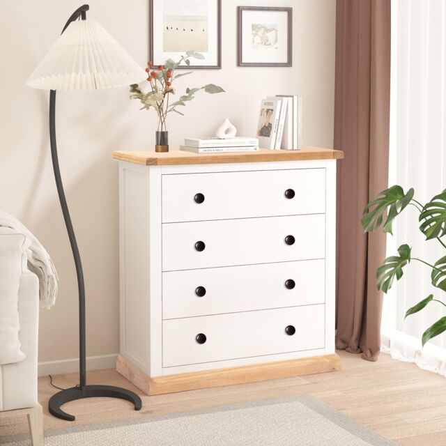 Cabinet Bits Trevi 4 Drawer Chest of Drawers Brass Knob in Off-White - image 1