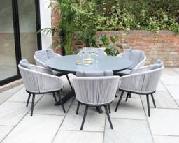 Royalcraft ASPEN 150cm Round ceramic grey top with 6 rope chairs - thumbnail 2