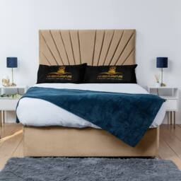 UK Bed Furniture Sunrise Divan Bed with 4 Drawers & 26 Inch headboard in Beige - Size: King - thumbnail 2