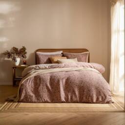 Yard Perrie Leaf Muslin 100% Cotton Duvet Cover Set in Walnut - Size: Double