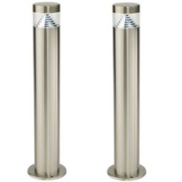 Loops 2 PACK Outdoor Garden Bollard Light Steel Pyramid Cool White LED Lamp Post IP44