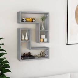 Berkfield Home Decorative Wall Shelves 2 pcs Grey Sonoma 50x15x50 cm Engineered Wood - Size: 50 x 15 x 50 cm - thumbnail 2