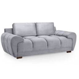 Furnishings For Less UK Zura Grey Plush Fabric Large 2 Seater Sofa Pillow Back Wooden Legs - thumbnail 3