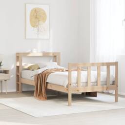 Berkfield Home Beautiful Bed Frame without Mattress 90x200 cm Solid Wood Pine in Natural - thumbnail 2