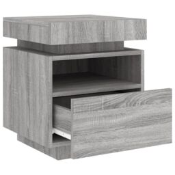Berkfield Home Bedside Cabinet with LED Lights Grey Sonoma 40x39x48.5 cm - thumbnail 6