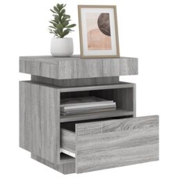 Berkfield Home Bedside Cabinet with LED Lights Grey Sonoma 40x39x48.5 cm - thumbnail 4