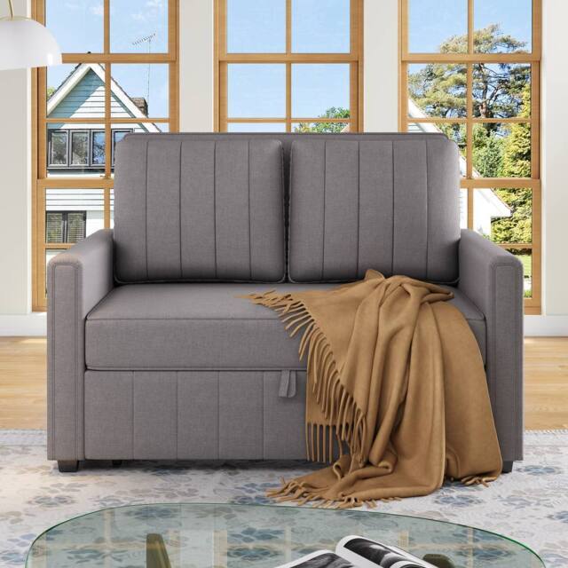 BTM Folding sofa bed with adjustable backrest ideal for small spaces in Grey - image 1
