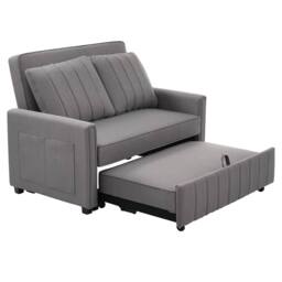 BTM Folding sofa bed with adjustable backrest ideal for small spaces in Grey - thumbnail 9