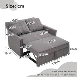 BTM Folding sofa bed with adjustable backrest ideal for small spaces in Grey - thumbnail 6