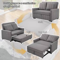 BTM Folding sofa bed with adjustable backrest ideal for small spaces in Grey - thumbnail 4