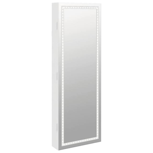 Berkfield Home Mirror Jewellery Cabinet with LED Lights Wall Mounted White - image 1
