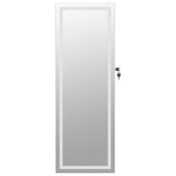 Berkfield Home Mirror Jewellery Cabinet with LED Lights Wall Mounted White - thumbnail 5