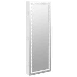 Berkfield Home Mirror Jewellery Cabinet with LED Lights Wall Mounted White