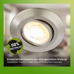 BRILONER Nickel Matt Set of 3 LED Recessed Lights Downlights 90mm CCT Tilt 4.9W in Metallic Silver - thumbnail 6
