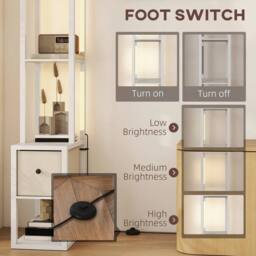 VOGREX White LED Floor Lamp with Shelves & Fabric Drawer - thumbnail 5