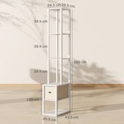 VOGREX White LED Floor Lamp with Shelves & Fabric Drawer - thumbnail 2