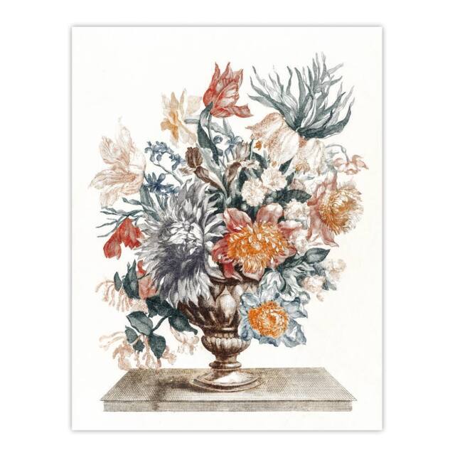 "Artery8 Stone Vase with Flower Bouquet Johan Teyler Wall Art Poster Print in White - Size: W18"" x H24""" - image 1