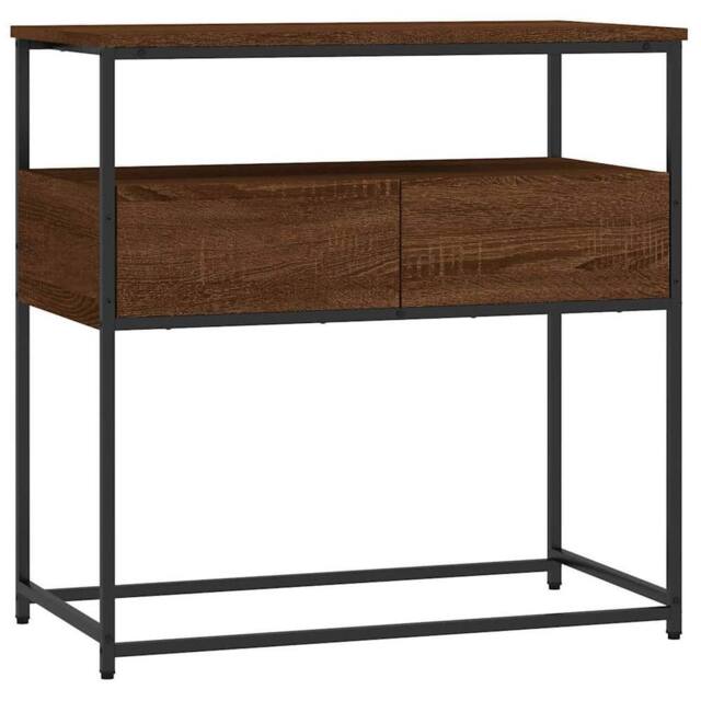 Berkfield Home Console Table Brown Oak 75x40x75 cm Engineered Wood - Size: 75 x 40 x 75 cm - image 1