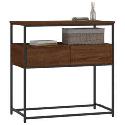 Berkfield Home Console Table Brown Oak 75x40x75 cm Engineered Wood - Size: 75 x 40 x 75 cm - thumbnail 3
