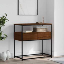 Berkfield Home Console Table Brown Oak 75x40x75 cm Engineered Wood - Size: 75 x 40 x 75 cm - thumbnail 2