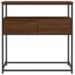 Berkfield Home Console Table Brown Oak 75x40x75 cm Engineered Wood - Size: 75 x 40 x 75 cm - thumbnail 6