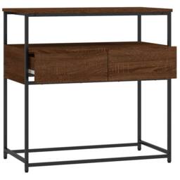 Berkfield Home Console Table Brown Oak 75x40x75 cm Engineered Wood - Size: 75 x 40 x 75 cm - thumbnail 5
