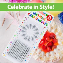 VFM e-Store 12 Metallic Silver Birthday Cake Candles, Party Supplies (60mm) - thumbnail 3