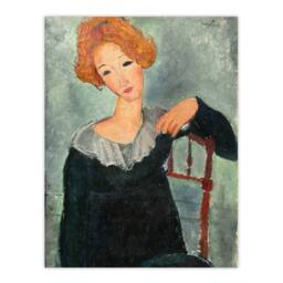"Artery8 Woman with Red Hair Portrait Modigliani Vintage Wall Art Print Poster in Grey - Size: W18"" x H24""" - thumbnail 1