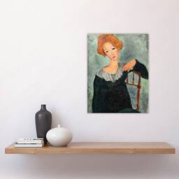 "Artery8 Woman with Red Hair Portrait Modigliani Vintage Wall Art Print Poster in Grey - Size: W18"" x H24""" - thumbnail 4
