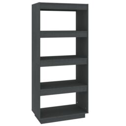 Berkfield Home Book Cabinet/Room Divider Grey 60x35x135 cm Solid Pinewood - Size: 60 x 35 x 135 cm - thumbnail 2