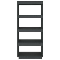 Berkfield Home Book Cabinet/Room Divider Grey 60x35x135 cm Solid Pinewood - Size: 60 x 35 x 135 cm - thumbnail 5