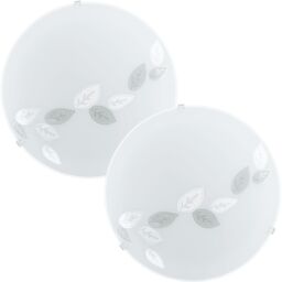 Loops 2 PACK Wall Flush Ceiling Light White Shade Leaf Design Satin Glass E27 1x60W - thumbnail 1