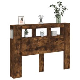 Berkfield Home LED Headboard Smoked Oak 140x18.5x103.5 cm Engineered Wood in Brown - thumbnail 4