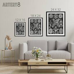 "Artery8 Lichen Species Vintage Haeckel Botanical Black Framed Canvas Wall Art - Size: W12"" x H16""" - thumbnail 4