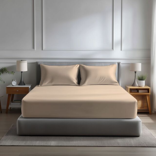 Snug City Microfibre Soft Touch Fitted Sheet 40cm Extra Deep Skirt Plain Dyed Bed Linen in Cream - Size: Single - image 1