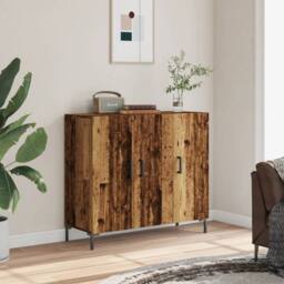 Berkfield Home Sideboard Old Wood 90x34x80 cm Engineered Wood in Brown - Size: 90 x 34 x 80 cm - thumbnail 2