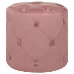 Wyld and Coco Pink Velvet Chesterfield Round Tufted Ottoman Pouffe - thumbnail 2