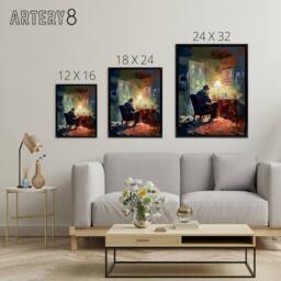 "Artery8 Private Detective In His Office Framed Canvas Wall Art Print - Size: W12"" x H16""" - thumbnail 4