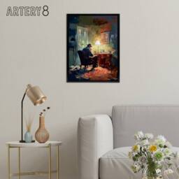 "Artery8 Private Detective In His Office Framed Canvas Wall Art Print - Size: W12"" x H16""" - thumbnail 3