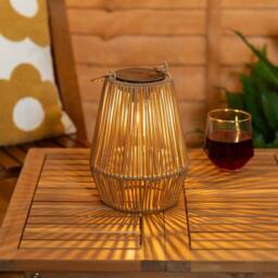 ValueLights Natural Faux Bamboo Solar Powered Outdoor 2 Pack Garden Lantern Lights - thumbnail 4