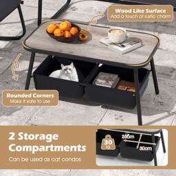 Gymax 4 PCS Patio Bistro Set Garden Conversation Set With 2-Tier Coffee Table in Black - thumbnail 4