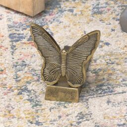 Melody Maison Antique Brass Gold Metal Butterfly Doorstop - thumbnail 6