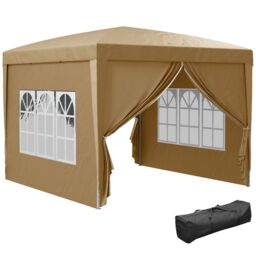 OUTSUNNY 3x3(m) Pop Up Gazebo Canopy Marquee w/ Carry Bag, Khaki in Brown - thumbnail 2