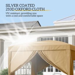 OUTSUNNY 3x3(m) Pop Up Gazebo Canopy Marquee w/ Carry Bag, Khaki in Brown - thumbnail 6