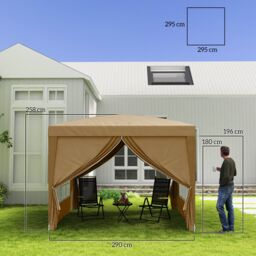 OUTSUNNY 3x3(m) Pop Up Gazebo Canopy Marquee w/ Carry Bag, Khaki in Brown - thumbnail 3