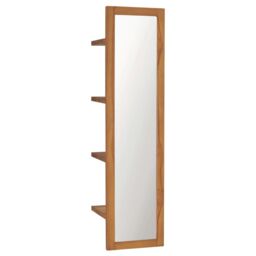 Berkfield Home Wall Mirror with Shelves 30x30x120 cm Solid Teak Wood in Brown - Size: 30 x 30 x 120 cm